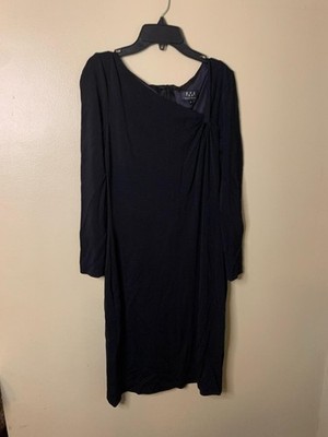David Meister Black Long-Sleeve Asymmetric Knot Dress