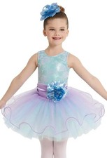 Dance Costume XS Child Blue Weissman 11879 Ballet Dress up Flower Lace Tutu