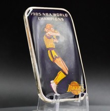1985 Los Angeles LAKERS Basketball ENAMEL Wide World 1oz 999 Silver bar C7105