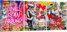 Banksy Canvas Wall Art Street Wall Art Colorful Graffiti Picture Canvas Print Ab