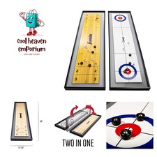 Ready-to-Play Portable Shuffleboard  Curling Table Set - 8 Mini Pucks Included