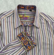 Robert Graham Shirt Adult Large Colorful Striped Button Up Long Sleeve Mens L