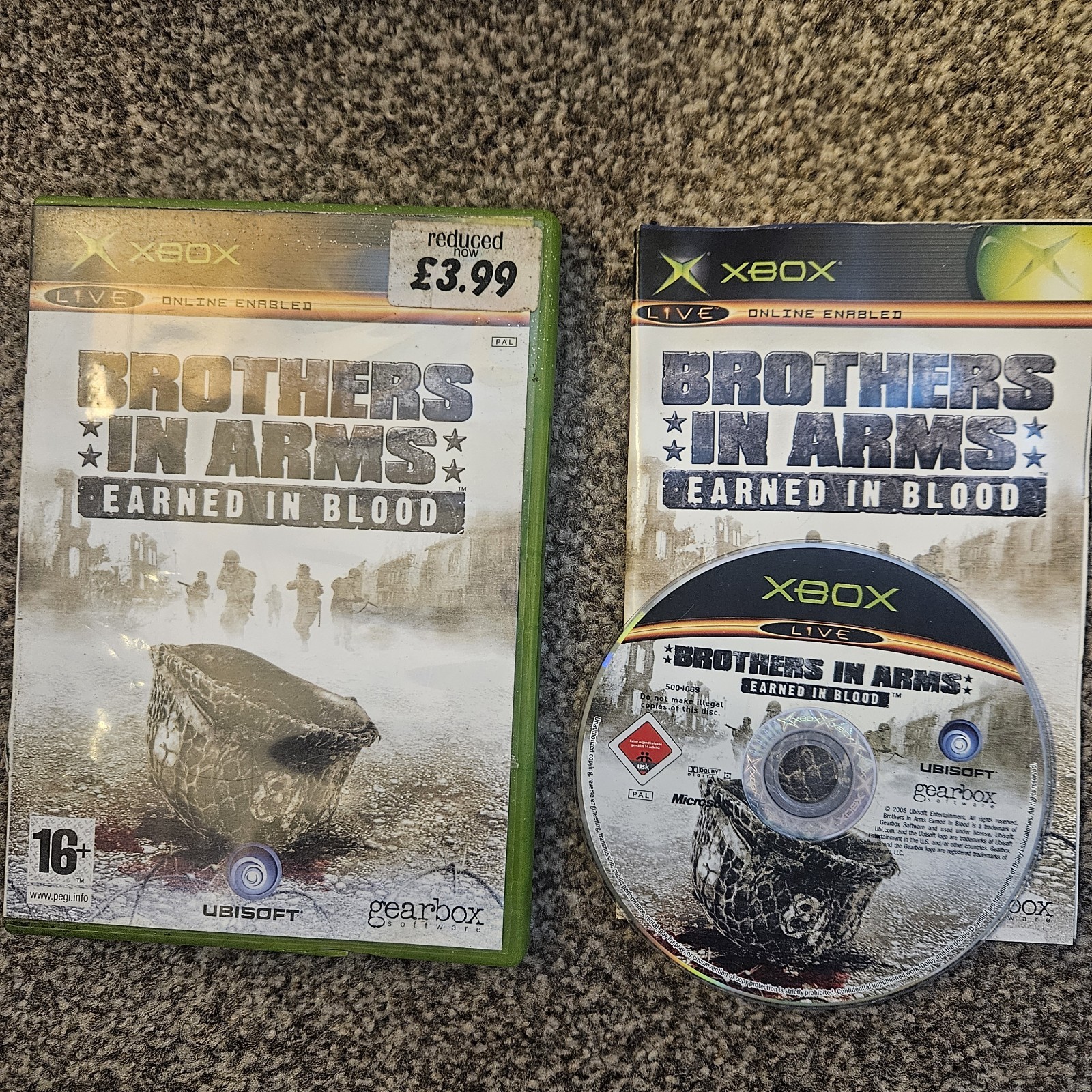 BROTHERS IN ARMS: EARNED IN BLOOD - ORIGINAL X-BOX GAME INCLUDING INSTRUCTIONS