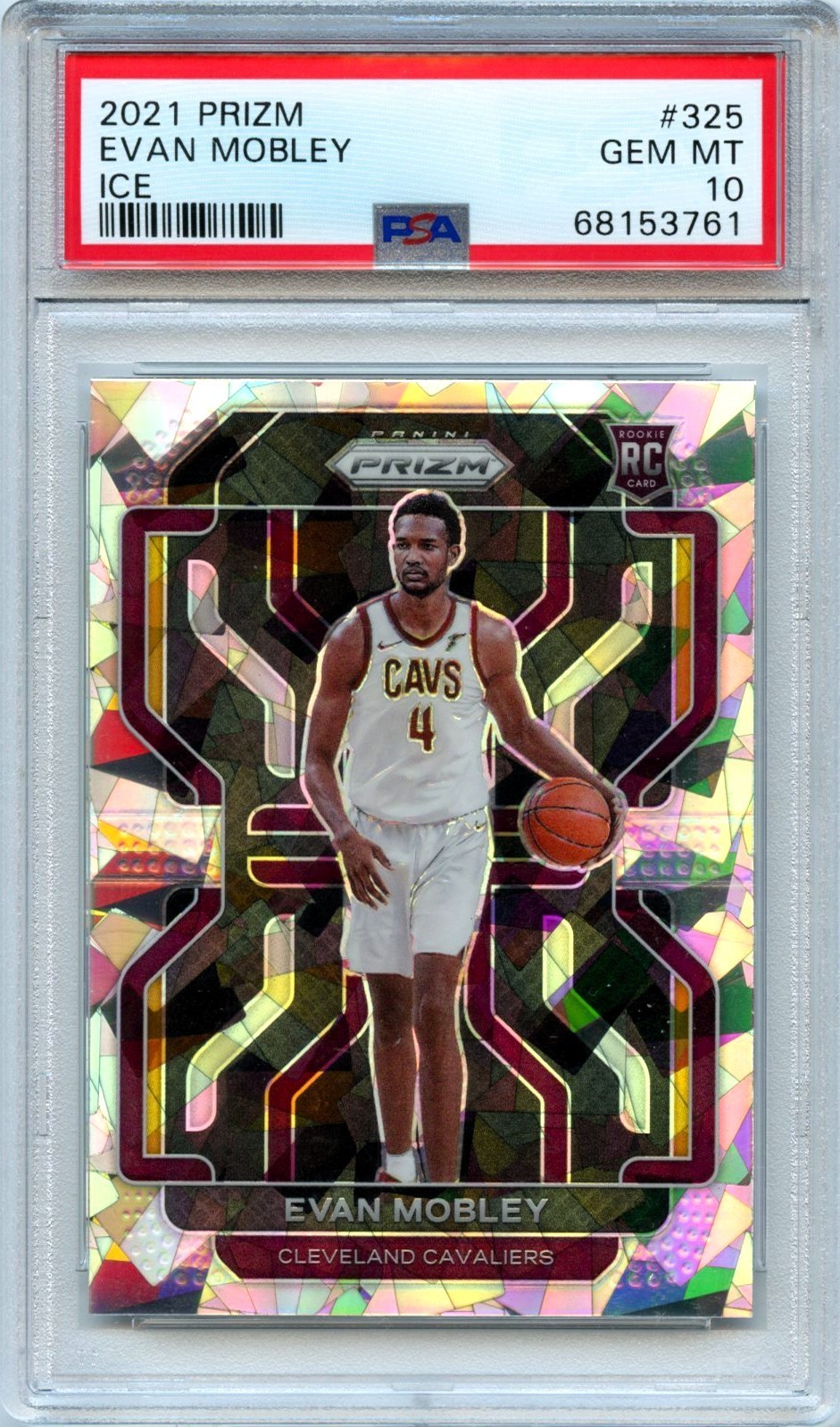EVAN MOBLEY RC 2021-22 PANINI PRIZM CRACKED ICE ROOKIE #325 PSA 10 GEM MINT