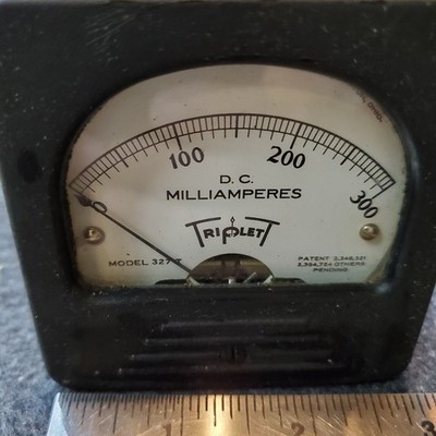 Vintage Triplett Model 327-T DC Panel Meter 0-300 Milliamperes Made in USA