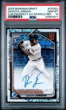 Dakota Jordan 2024 Bowman 1st Chrome Draft Auto /71 Sparkle Refractor PSA 10 Gem