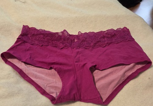 NWT Purple No Peeking Victoria's Secret Boyshort Panty Lace Trim Medium 6