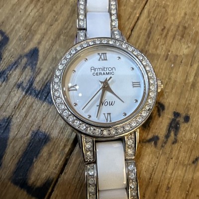 Armitron Now Ceramic 75/5056SV Quartz Analog Women's Watch Sz.6 1/4'' New Battery