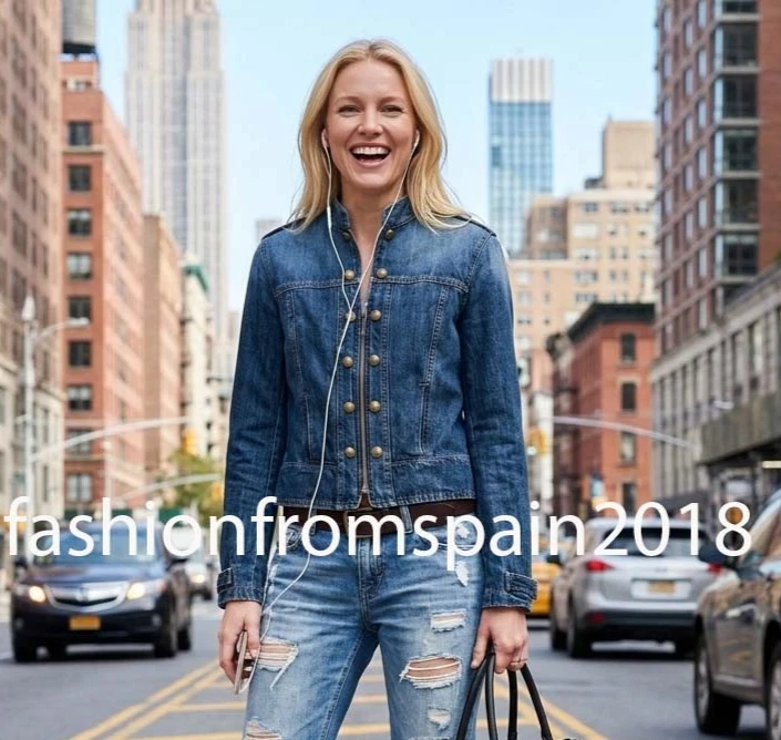 ZARA NEW WOMAN ARMY TRF DENIM JACKET WITH BUTTONS TABS NAVY BLUE 6929/073/401