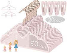 Pink Heart Velvet Baby Hangers - 50pack 13inch 13inch 50 Pack Pink-rose Gold