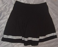 Black Pleated Skort Size M 8 White Trim Cosplay Anime Schoolgirl Skirt