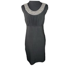 Scarlett Nite Formal LBD Dress Sleeveless Gold Beaded Neckline Fitted Waist Sz10