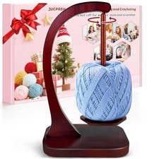 Yarn Holder for CrochetingandKnitting,Wooden Yarn Spinner with Magnetic Rotating