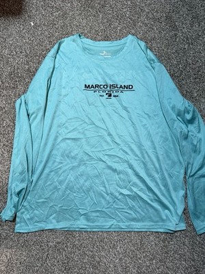 Marco Island Shirt Mens XL Teal Long Sleeve Performance Graphic Surf Florida