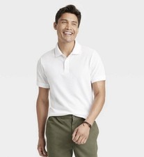 NEW Men's Goodfellow XXL White Polo Shirt No Roll Collar Every Wear Collection