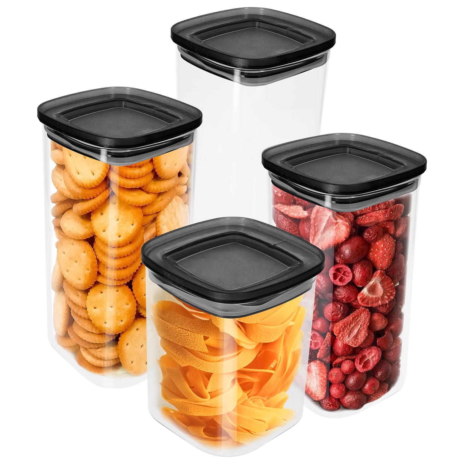 Lot de 4 bocaux en verre hermétiques de 1,5L pour conservation
