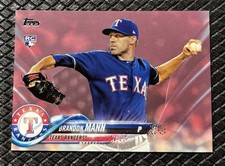 BRANDON MANN 2018 Topps Update US208 Mother’s Day Hot Pink Rookie /50 Rangers SP