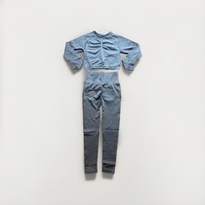 Grey Crop Gym Set Size Medium 8 - 10 U.K Ruched Detail Women’s Activewear Co-ord