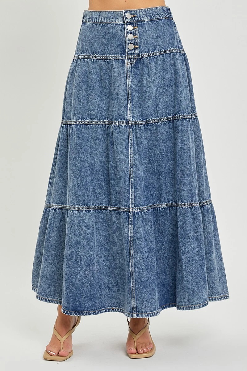 RISEN High Rise Ruffle Long Skirts - Small