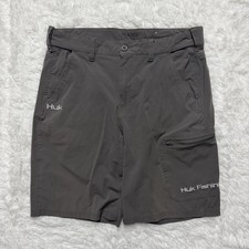 Huk Shorts Mens L Gray 11  Performance Stretch Quick Dry Fishing Outdoor Cargo