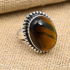 Tiger's Eye Gemstone Handmade 925 Sterling Silver Ring Jewelry For Love