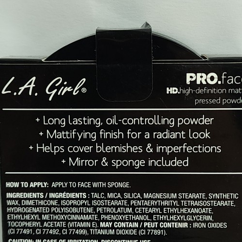 2 L.A. Polvo prensado mate de alta definición Girl Pro Face HD GPP608 MIEL SUAVE - Imagen 6 de 6