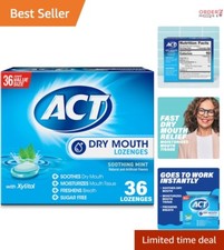 Soothing Mint Dry Mouth Lozenges with Xylitol - 36 Sugar-Free Relief Packs