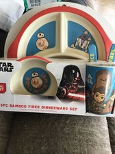 Star Wars Bamboo Fiber Dinnerware Plate Bowl Cup Fork Knife Set Darth 014