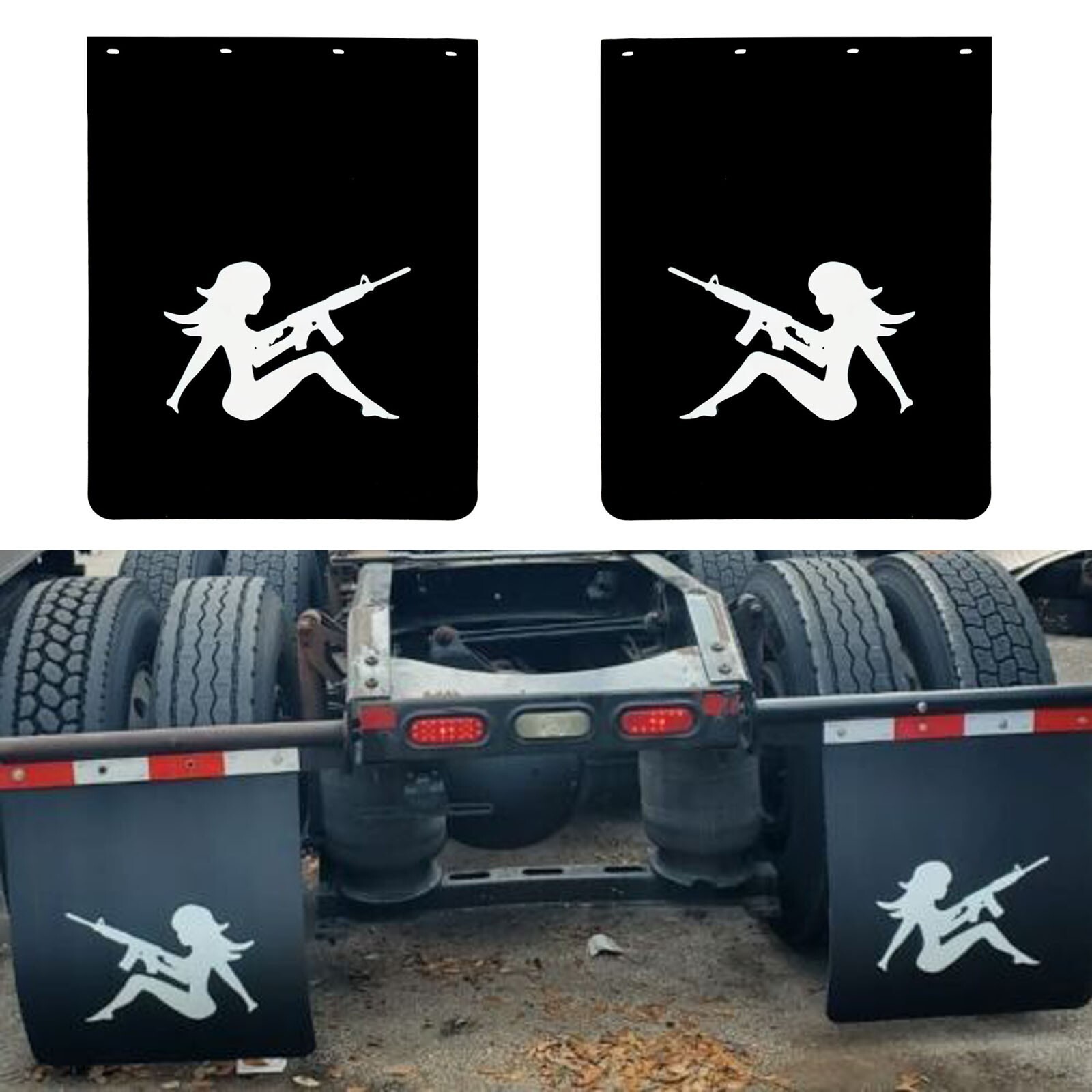 24x30 Heavy Duty PVC Polymer Semi Truck Mud Flaps Pair for Tractor Trailers-image