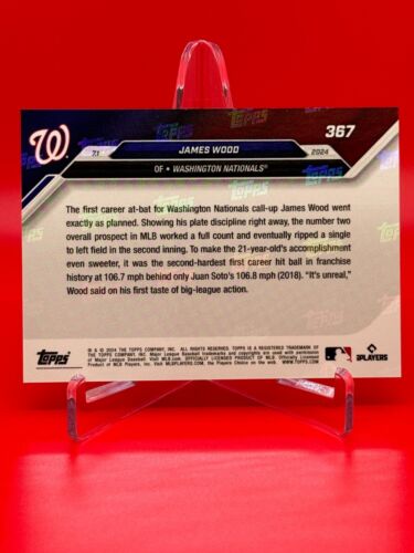 James Wood 2024 MLB TOPPS NOW Card 367 CALL-UP 1st HIT DEBUT RC Nationals - Picture 2 of 2