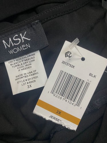Msk Women's Black V-Neck Short Sleeve Belted Midi Dress Plus Size 3X - 第 3/3 張圖片