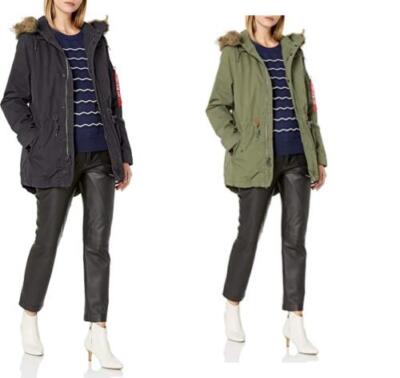ALPHA INDUSTRIES WOMEN'S J-4 FISHTAIL PUFFER ANORAK JACKET OLIVE, BLACK WJS46610