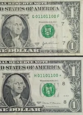 Scarce Matching True BINARY Series 2017 STAR 2003 A $1 FRN