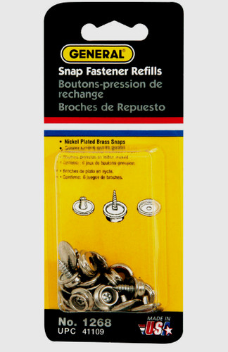 General Tools 3/8" SNAP FASTENER REFILLS 6 ct Grommet Repair Tent Canvas 1268