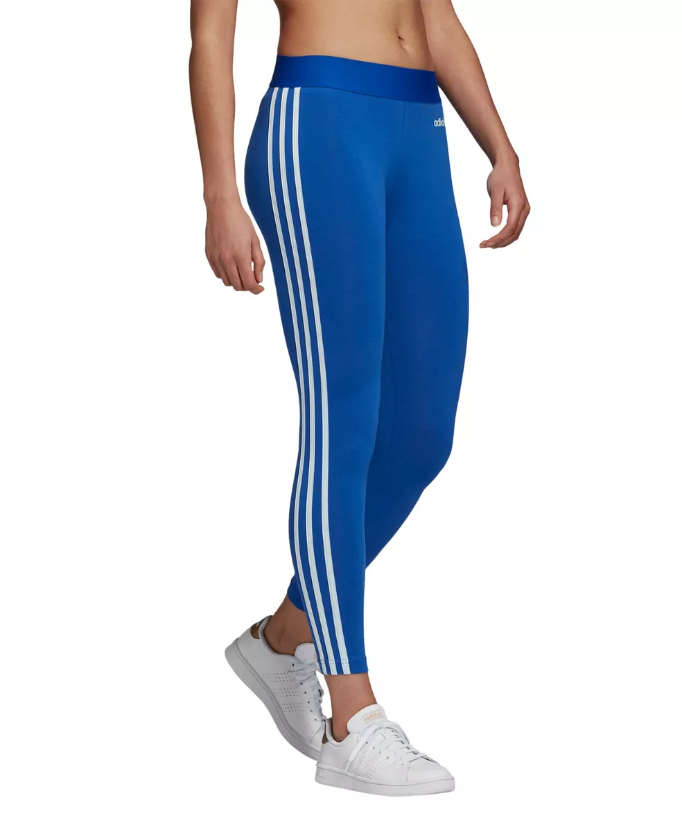 Adidas 3 Stripe New Essential Leggings Women Blue Cheap Bargain Gym Wear | eBay