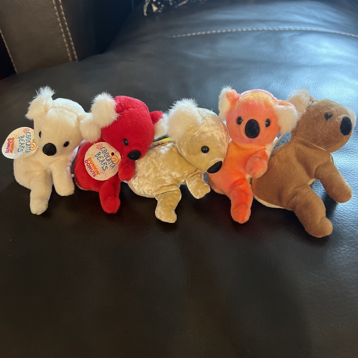 あたん✪くまʕ•ᴥ•ʔ⋈*. Dunkin Donuts Plush Coolatta Bears Complete Bagged Set of 5 MIB 4