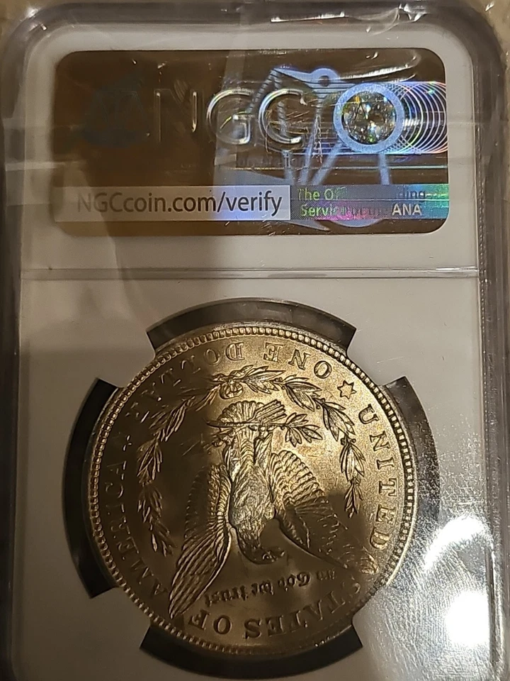 Mint Error MS62 1921 Morgan Silver Dollar Obverse Struck Thru 100th Anniv NGC  - Image 3 of 4