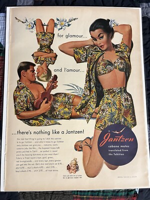 1951 Jantzen Tahitian Cabana Mates Vintage Print Ad