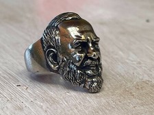 ANELLO PADRE PIO VOLTO SCOLPITO - BRONZO BIANCO - MADE IN ITALY