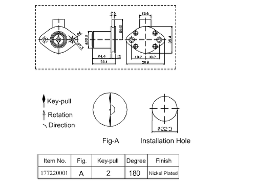 Flat Key Wafer Furniture Lock ENCLOSURE CABINET 3777 Keyed alike - Picture 2 of 2