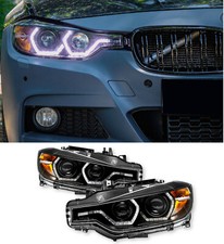 BMW 3 SERIES F30 F31 BLACK LED DRL PROJECTOR ANGEL EYES HEADLIGHTS LAMP SET