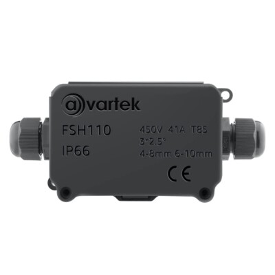 IP66 Abzweigdose wasserdicht 2-fach Außen Elektro Kabelverschraubung - Schwarz