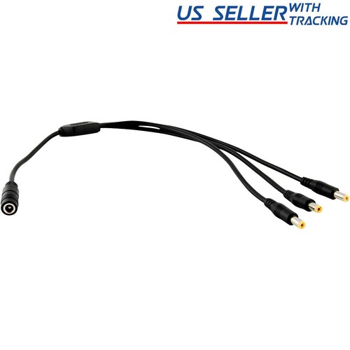 1:3 DC Power Splitter Cable Cord 1 Female to 3 Male 5.5x2.1mm Port Pigtals 12V