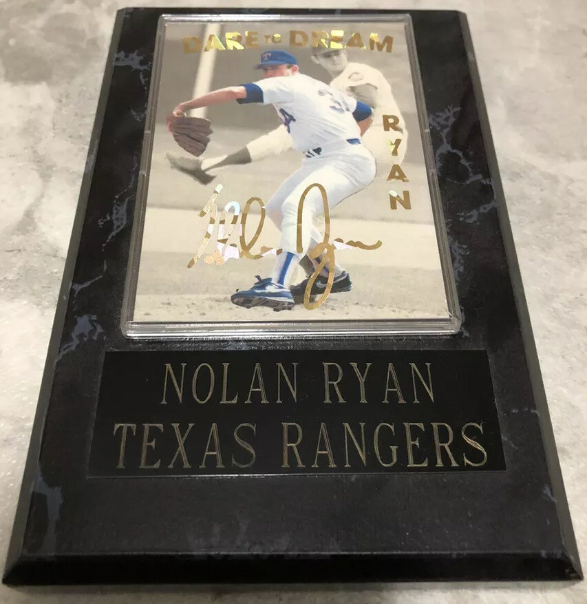 Nolan Ryan Gold Prism Promo card with Plaque Dare To Dream Rangers