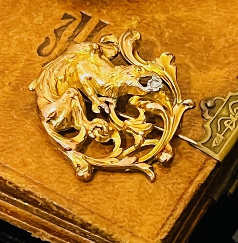HERVORRAGENDE JUGENDSTIL BROSCHE FRANZÖSISCHER DRACHENSCHLIFF ROSE DIAMANT GOLD FIX - Bild 1 von 3