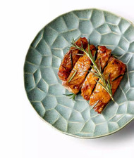 2pc Handmade Leaf textured plate fine dining dish salad main dessert 3D effect