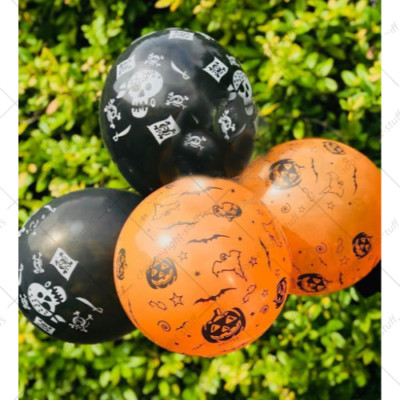 10X-30X Halloween orange und schwarz 10'' Zoll gepunktet Süßes oder Saures Latexballon