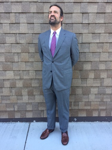 J Press 43/44R Mens Suit Grey Stripe Italian Fabric Made In Canada 3/2 Roll - Picture 6 of 11