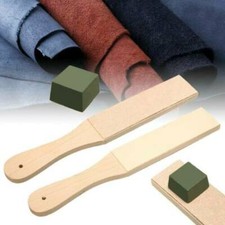 Dual Sided Leather Blade Strop Knife Razor Sharpener Wooden Sharpener Board