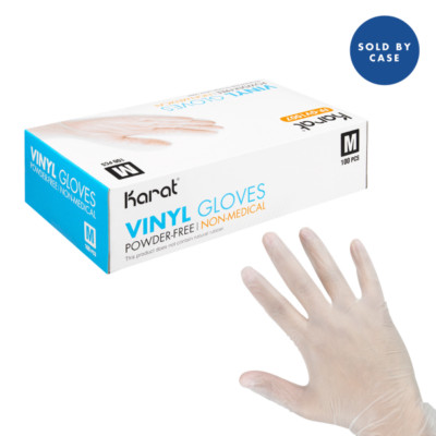 Karat Vinyl Powder-Free Gloves (Clear) - Medium - 1,000 ct, FP-GV1007